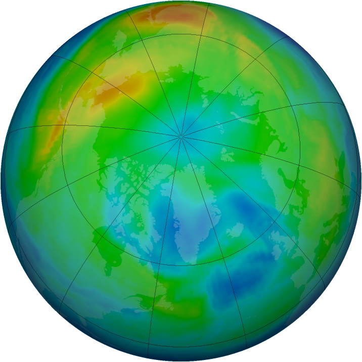 Arctic ozone map for 19 November 1998